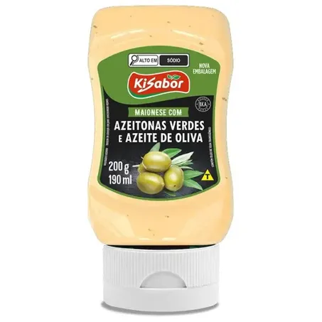 Maionese Kisabor Azeitonas Verdes E Azeite Embalagem 200G
