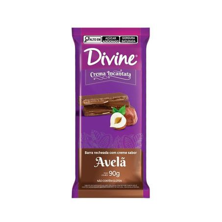 Chocolate em barra divine creme avela 90g*