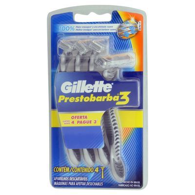 Aparelho barbear prestobarba 3 gillette leve 4 pague 3