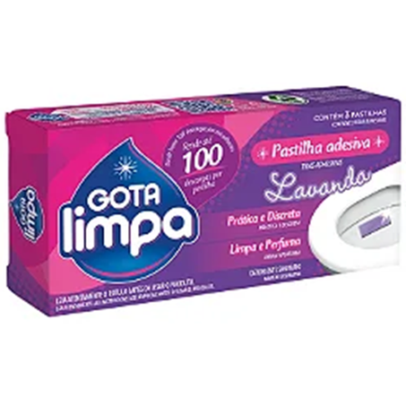 PASTILHA ADESIVA GOTA LIMPA LAVANDA 3UN 24G
