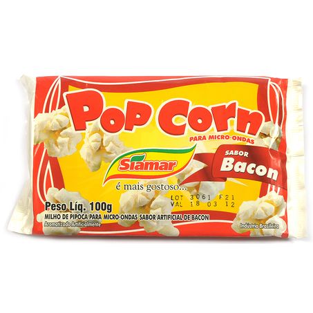 Milho pipoca microondas siamar 100g bacon