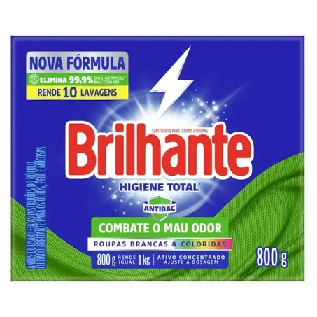 Sabão em pó brilhante higiene total caixa 800g