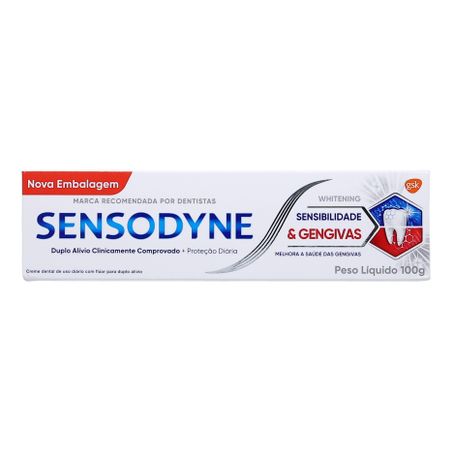 Creme Dental Sensodyne Whitening Sensibilidade E Gengivas 100g