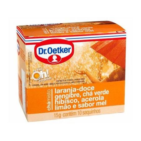 Chá misto laranja, gengibre, hibisco, acerola e limão dr oetker c/10