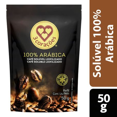 Café solúvel liofilizado 3 corações sachê