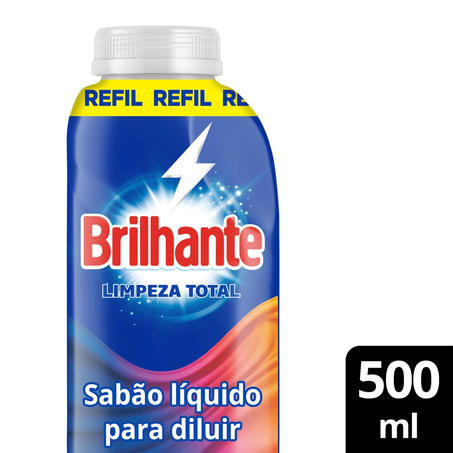 Lava Roupas Concentrado para Diluir Brilhante Limpeza Total Refil Econômico 500Ml
