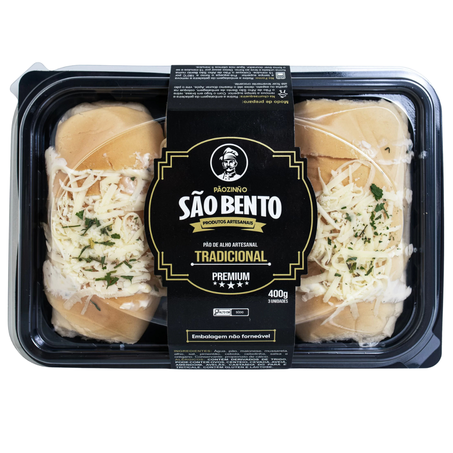 Pao de alho sao bento tradicional 400g c/03un