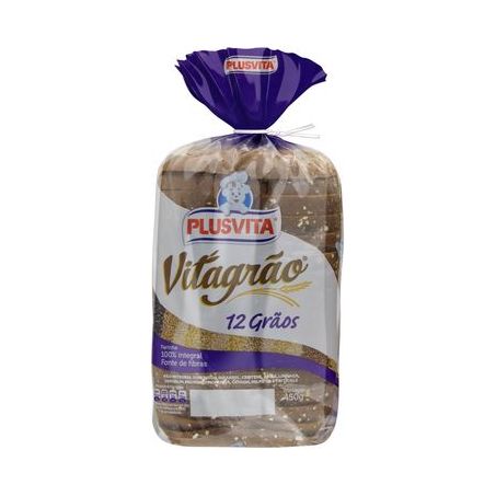Pão de Forma Plusvita 100% Integral 12 Grãos 450g
