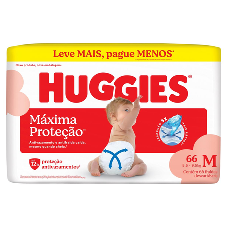 Fralda Huggies Máxima Proteção Hiper G - 58/ XG - 56/ XXG - 54/ XXXG - 46