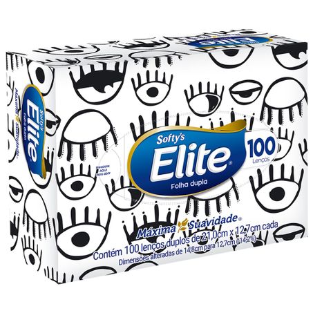 LENÇO DE PAPEL ELITE FOLHA DUPLA SOFTYS CAIXA C/100UNID