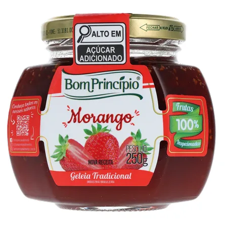 Geleia Bom Princípio Tradicional Morango Pote de Vidro 250gr 360-1