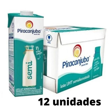 Leite uht piracanjuba pcc/12x1l semi desnatado tampa e rosca
