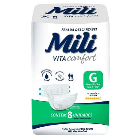 Fralda Mili Adulto Vita Comfort g 8un 
 
