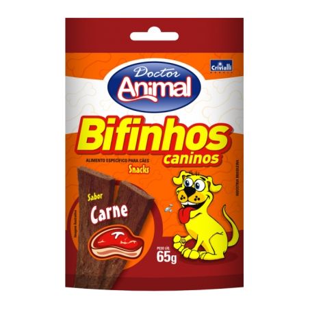 Petisco Para Cães Doctor Animal Bifinho Sabor Churrasco Embalagem 65G
