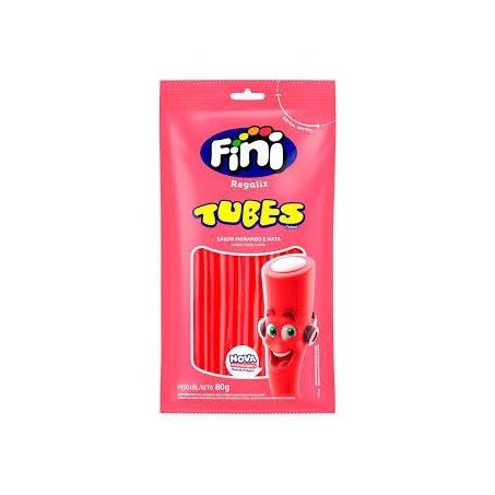 BALA FINI SOUR TUBES MORANGO DOCE 80G