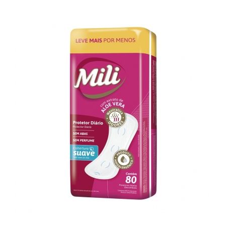 Absorvente protetor diario cobertura suave s/abas mili c/80un