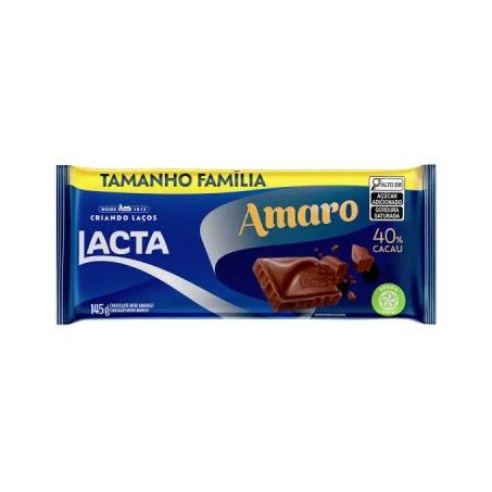 Chocolate Barra Lacta Meio Amargo 40% Tamanho Familia 165g