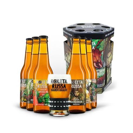 KIT CERVEJA ROLETA RUSSA 6 CERVEJAS 355ML+COPO