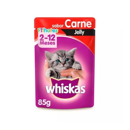 Racao whiskas 85g filhote carne jelly