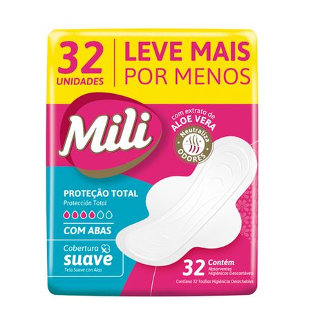 Absorvente Mili Suave Com Abas 32un 
 
