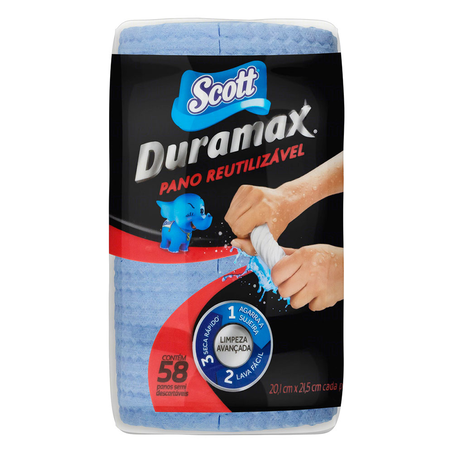 Pano Scott Duramax Rolo Azul com 58 Unidades