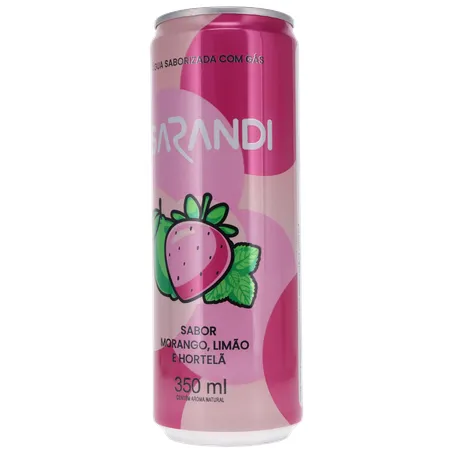 ÁGUA SABORIZADA COM GÁS SARANDI MORANGO, LIMÃO E HORTELÃ LATA 350ML 360-2