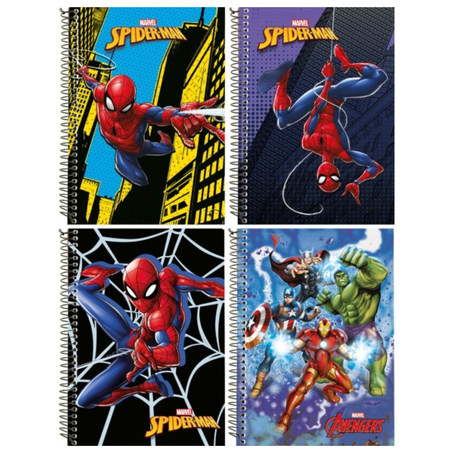 Caderno culturama grande capa 80 folhas homem aranha e vingadores
