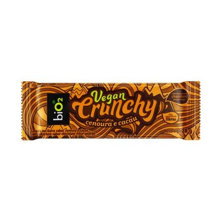 Barra de Cereal Cenoura E Cacau Cobertura Chocolate Meio Amargo Bio2 Vegan Crunchy Pacote 28G