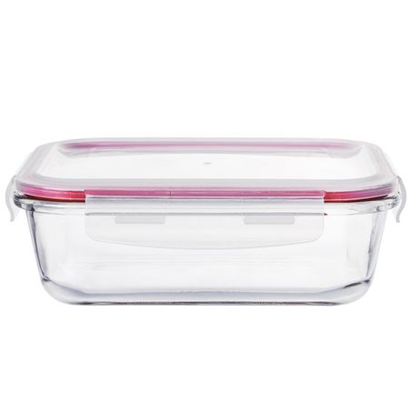 Pote Vidro Retangular Borosilicato C/Tampa Hermetica 640ml