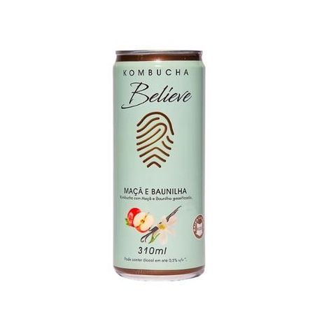 Kombucha Gaseificada Sabor Maçã e Baunilha Believe 310ml