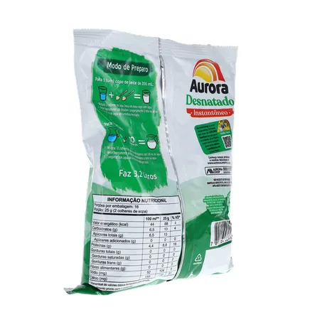 LEITE EM PÓ AURORA DESNATADO INSTANTÂNEO PACOTE 400G 360-14