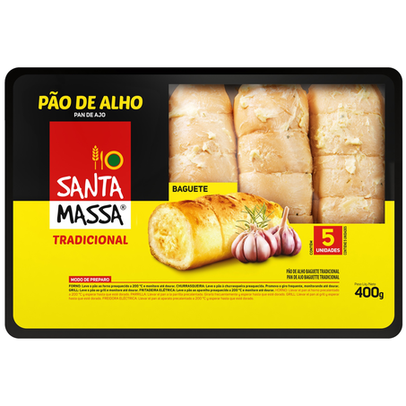 PÃO DE ALHO SANTA MASSA TRADICIONAL 400G