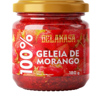 Geleia de Morango 100 da Fruta Delakasa Zero Açúcar Vidro com  180G