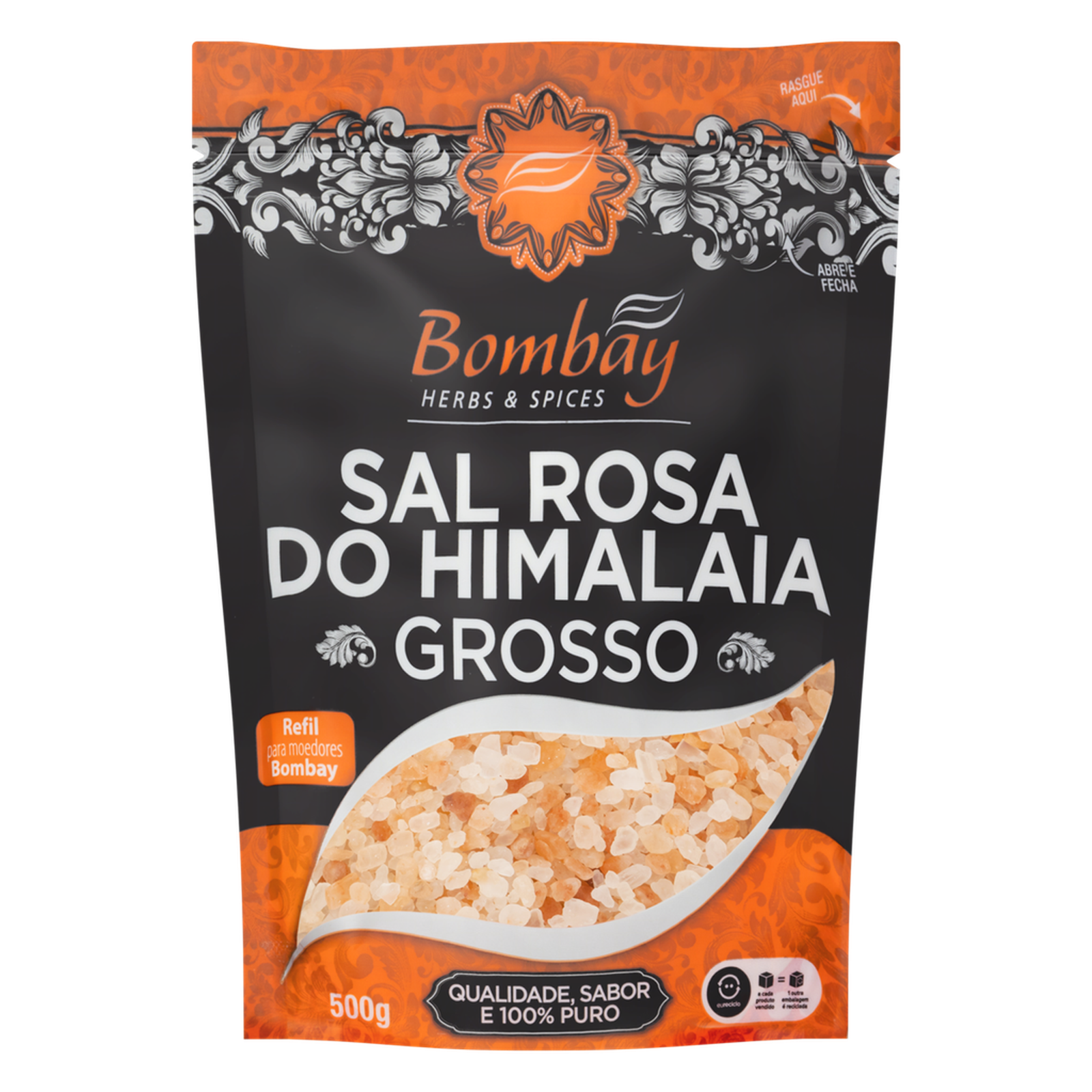 Sal Rosa do Himalaia Grosso Bombay Herbs & Spices Pouch 500g Refil