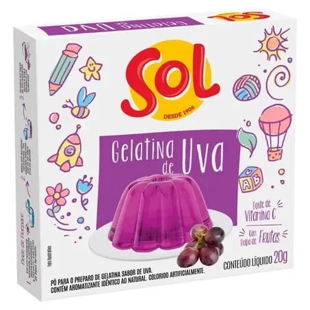 Gelatina Sol Uva Caixa 20g
