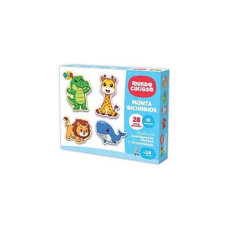 Brinquedo pedagogico monta bichinhos 28 peças ref.1112