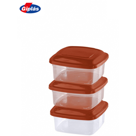 GIPLAS CONJUNTO 3 POTES QUADRADOS 400ML CQ304