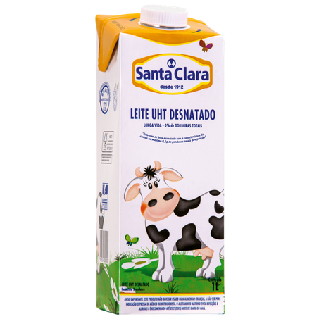 Leite santa clara 1l desnatado com tampa
