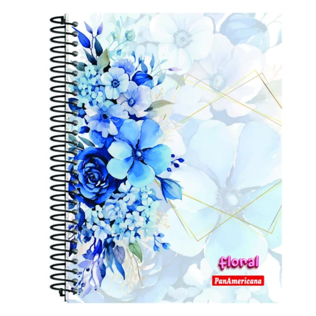 Caderno panamericana grande capa dura 96 folhas floral