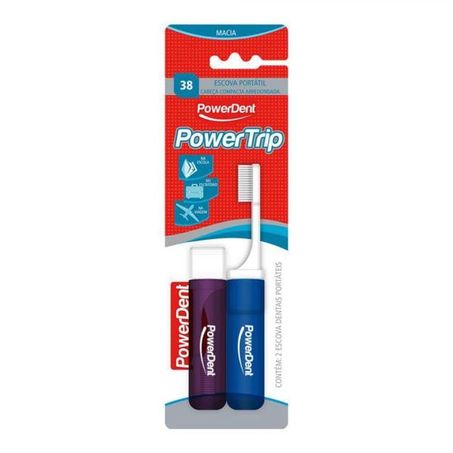 Escova dente powerdent to go pocket c/2und