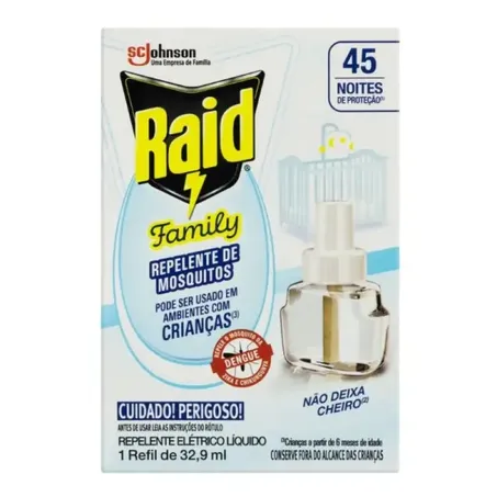 Repelente Líquido Elétrico Raid Family Caixa 32.9ml - Refil