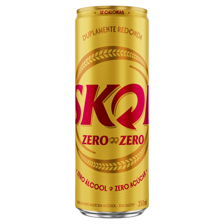 Cerveja Skol 350ml - Zero Álcool - Lata
