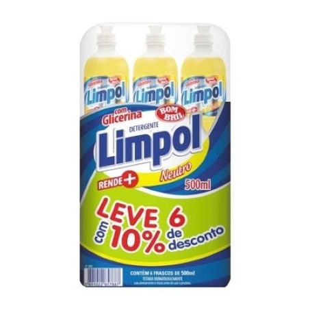 Kit detergente neutro limpol 500ml c/6