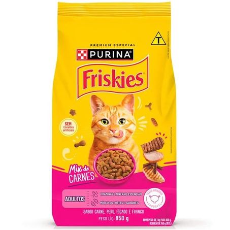 Ração para gatos friskies adultos sabor mix de carnes 850g