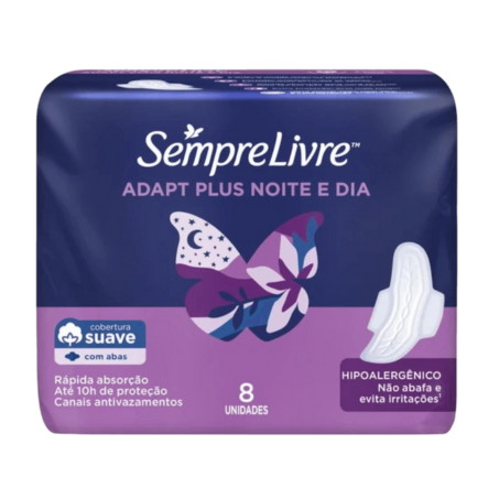 ABSORVANTE SEMPRE LIVRE COM ABAS NOITE DIA C/08