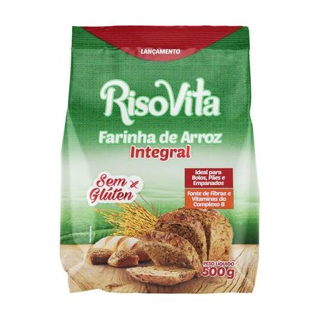 Farinha de Arroz Integral Sem Glúten Risovita Pacote 500G