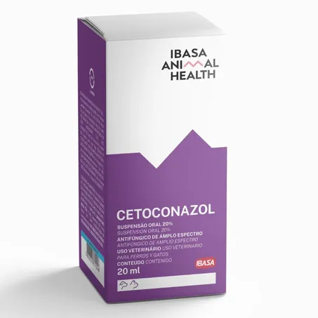 Cetoconazol 20% Ibasa 20ml - Suspensão Oral Antifúngico para Cães e Gatos