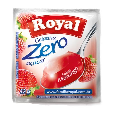 Preparo de Gelatina em Pó Morango Zero Açúcar Royal Pacote 12g