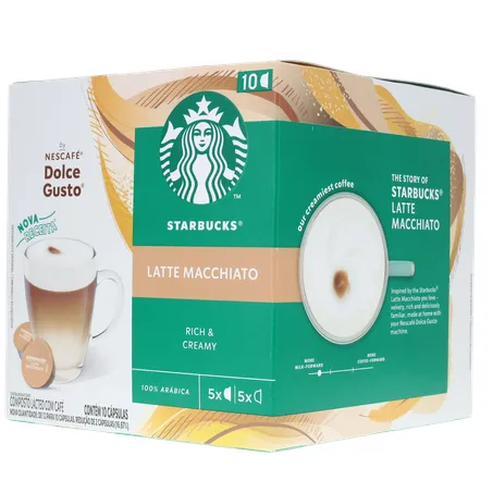 Café com Leite em Cápsula Starbucks Latte Macchiato Nescafé Dolce Gusto Caixa 107,5g 10 Unidades 360-4