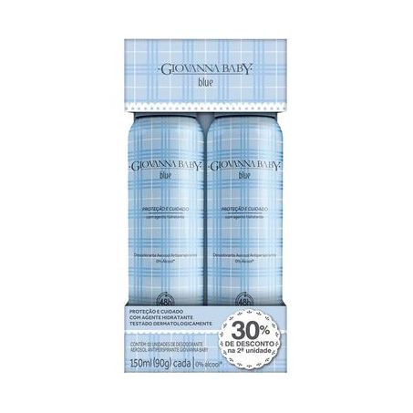 Desodorante aerosol giovanna baby blue com 2 unidades 150ml